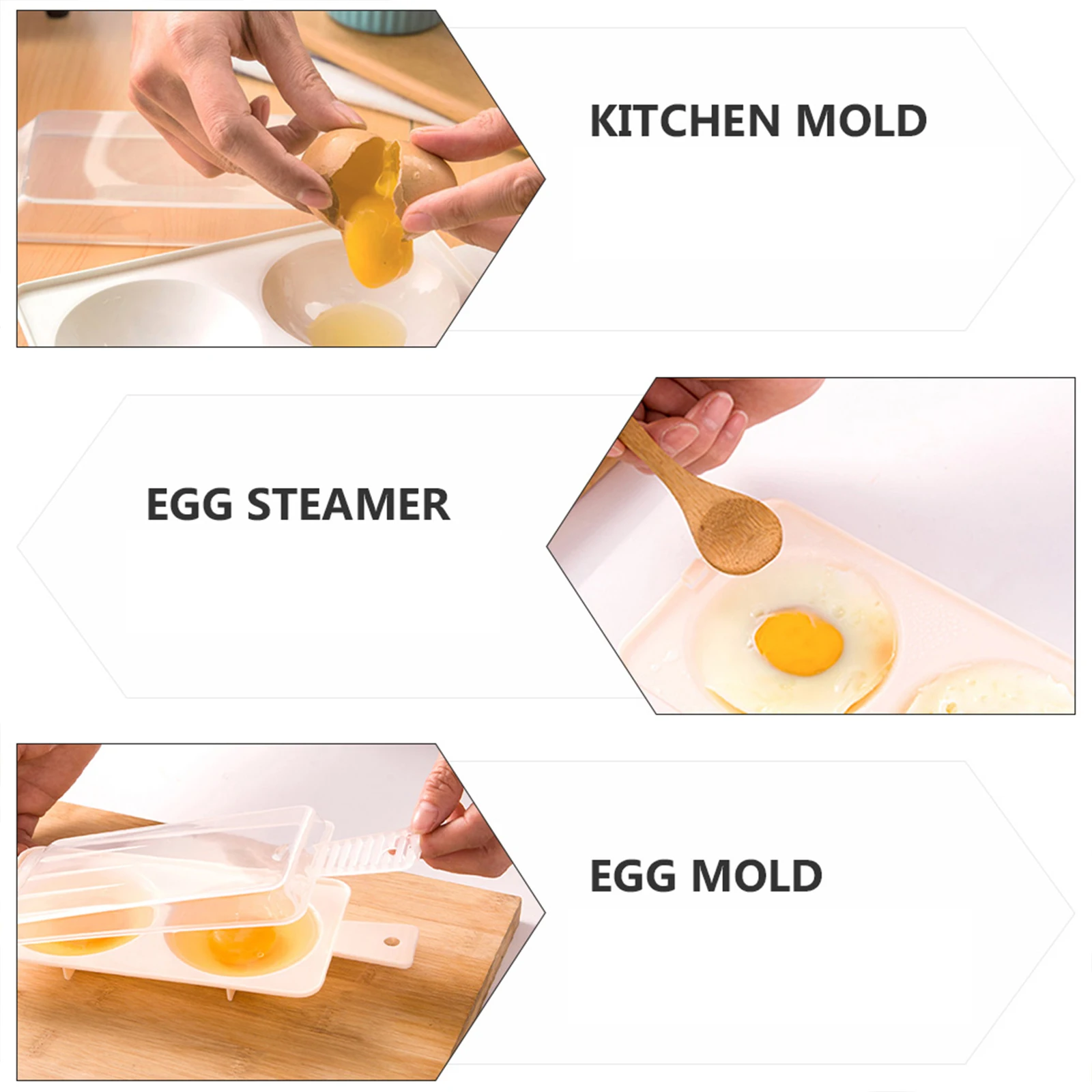 

3 set 3 Sets Egg Steamer Mold Microwave Cooker Kitchen Accessory Food Grade PP Safe Healthy Breakfast Tool Lightweight Storage