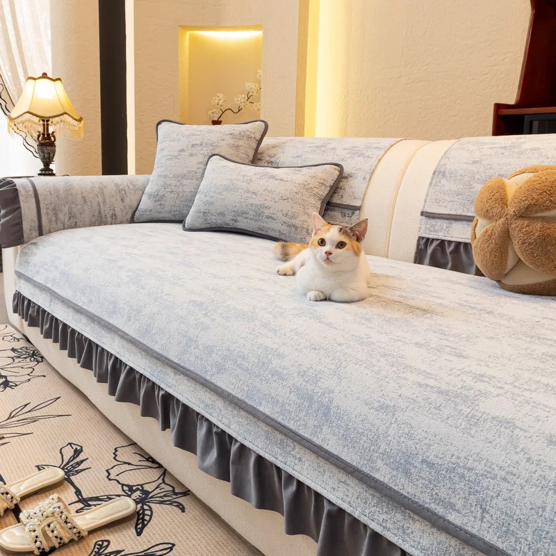 Protector Couch Cover for Sofa for Winter Fur-covered Sofa Cushion Pet Friendly Anti-slip Sofa Covers for Living Room