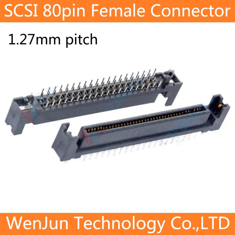 

SCSI 80Pin female Connector 80-pin 180 degree straight needle slot type Socket 1.27mm pitch socket