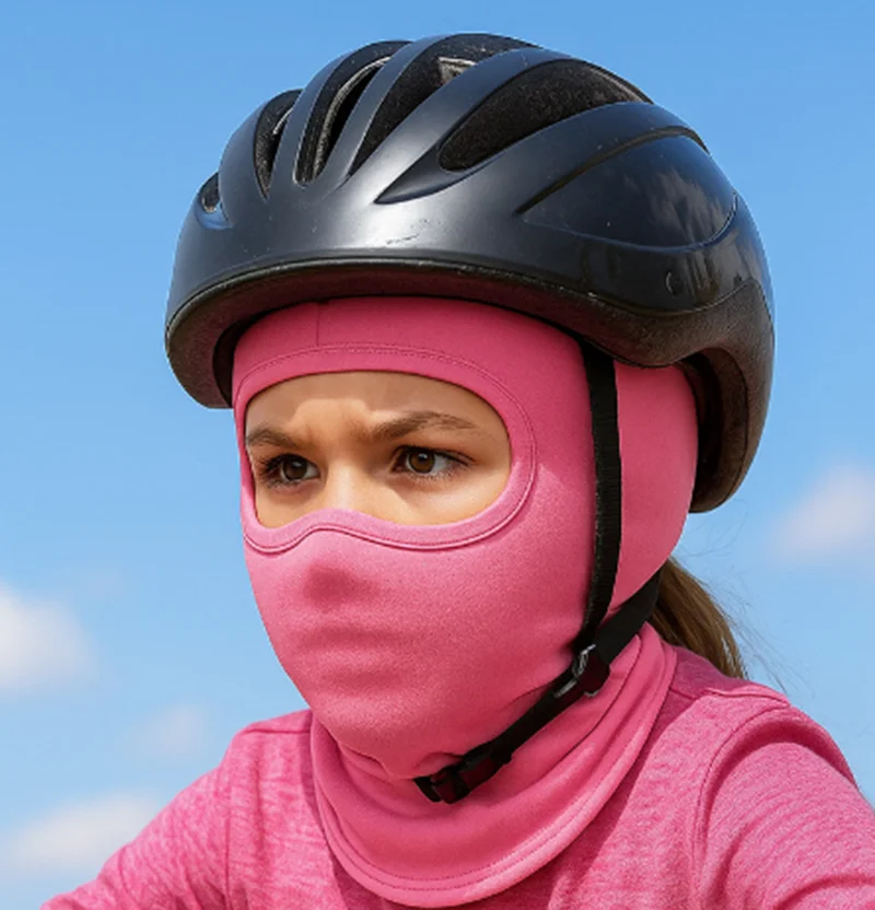 Kids' Full Face Mask High Stretch Ice Silk Balaclava Summer Outdoor Breathable Single-hole Solid Color Sun Protection Head Cover