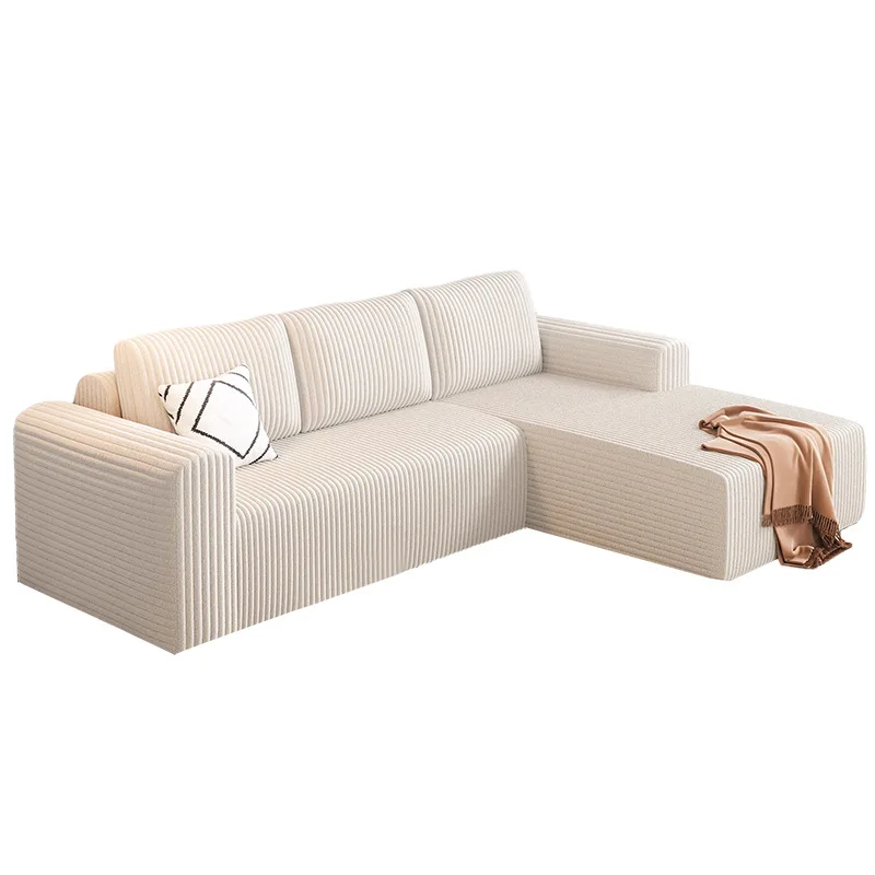 Simplicity One-piece Pure Sponge Vacuum Compression Sofa Living Roo*Cross-border Wholesale L-shape Fabric Corduroy Cover Modern