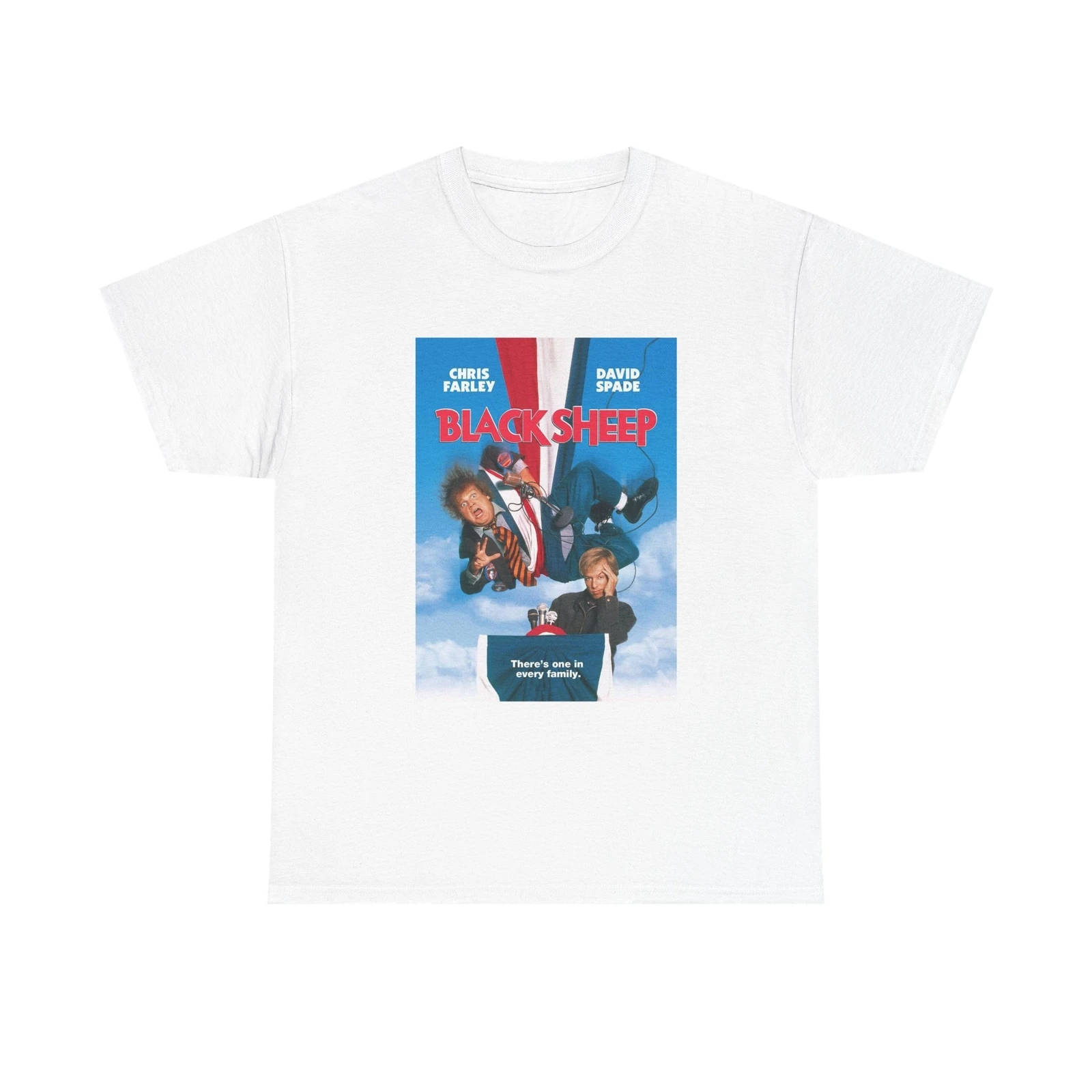 

Black Sheep Tshirt Retro Movie Poster Chris Farley Unisex Heavy Cotton Tee