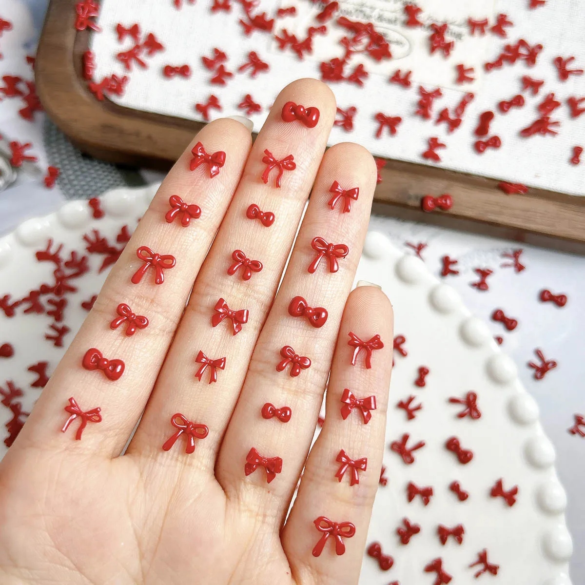 

Glossy Adorable Mini Bows Ties Nail Charms 3D Sweet Ribbon Bowknots Resin Nail Art Decorations for DIY Princess Nails Designs