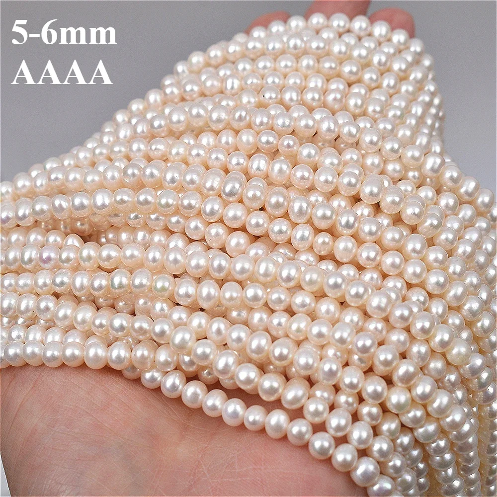 

5-6mm 4A Natural 100% Freshwater Round Pearl Isolated Loose Bead Women Gifts Jewelry Make DIY Necklace Bracelet Accessories 36cm