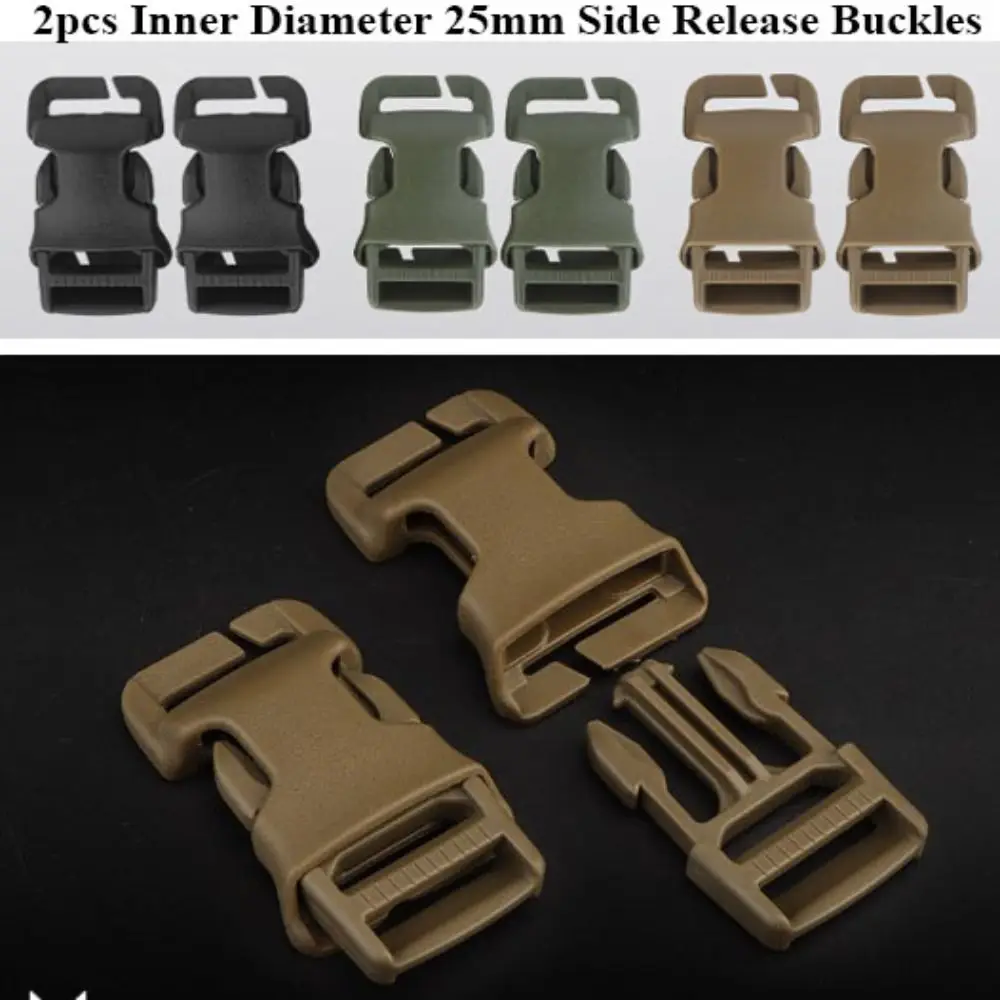 2pcs Hot sale 3 Colors Side Release Buckle Plastic Inner Diameter 25mm Camp Bag Parts Curved Buckles Outdoor Tools