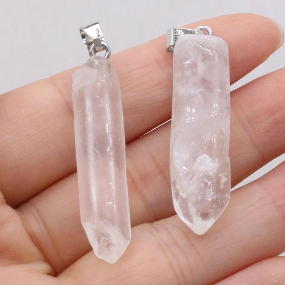 Clear Quartz Irregular Shape Natural Stone Semi-Precious Crystal Pendant DIY Necklace Earrings Jewelry Accessories