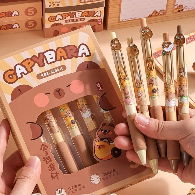 5pcs/set Kapibara Capybara Press neutral pen ST Head Quick-drying student cute stationery