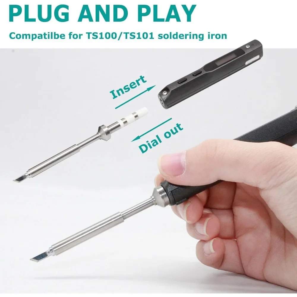 ‌ مجموعة أطراف مكواة لحام عالمية لـ TS100/TS101/T85 - تسخين سريع، سهل التركيب لـ Pinecil والمزيد ‌