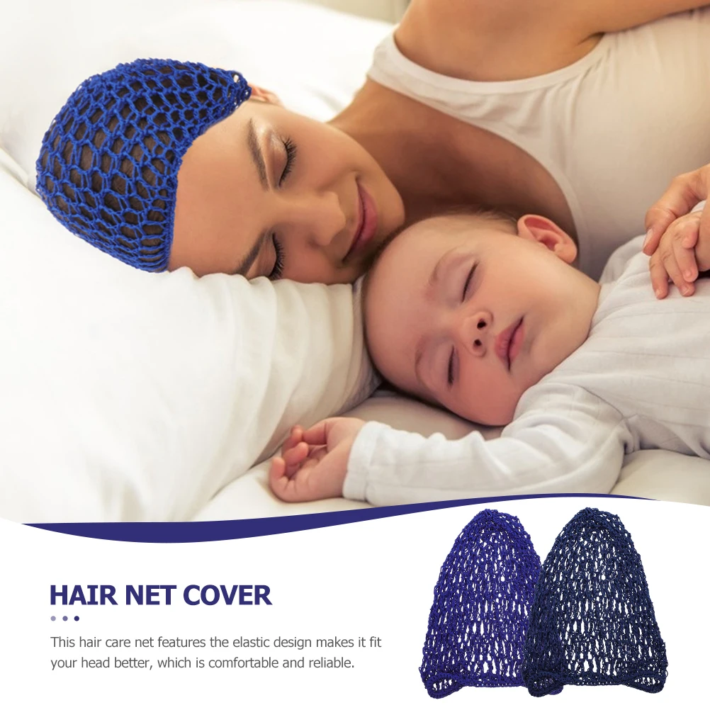 

2pcs Crocheted Elastic Cover Home Use Cover For Girls Home Use Sleep Hair Cap Long Lasting Hair Care Net Covers