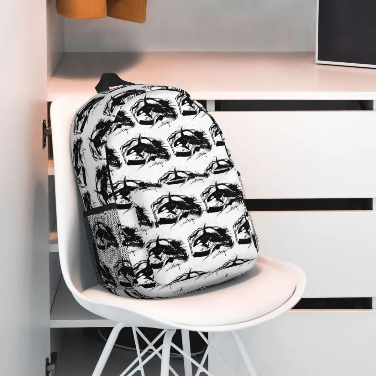 Black White Cute Killer Whale Backpack Student BookBag Kids School Bag Laptop Shoulder Bags for Boys Girls