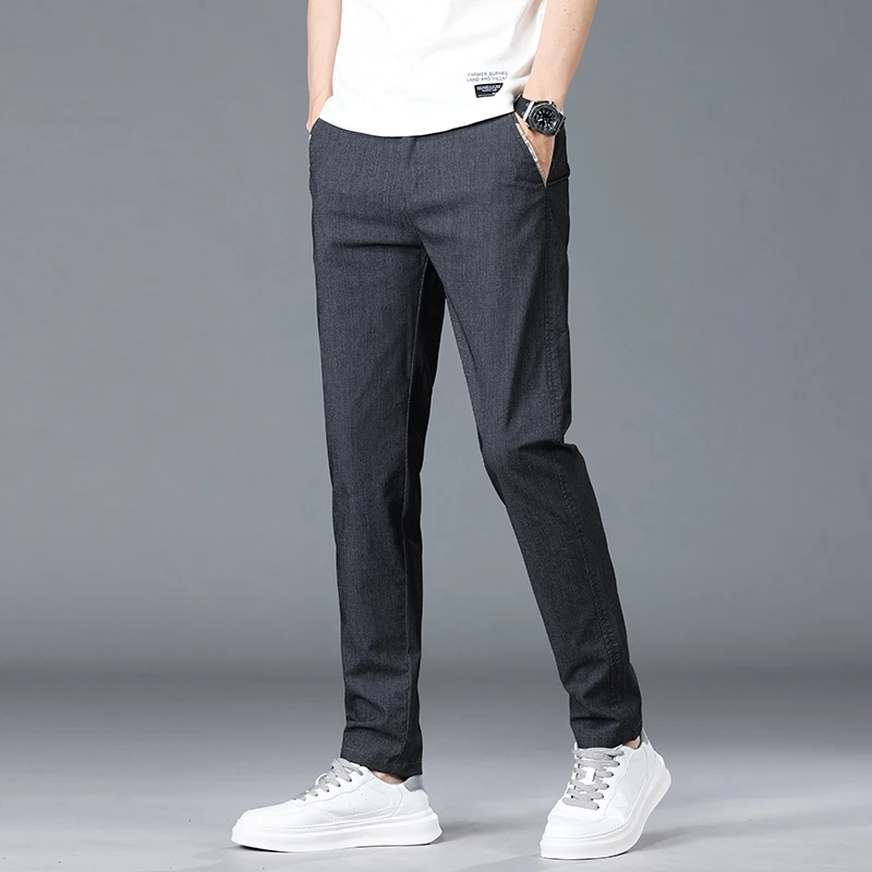 High Quality Fashion Men\'s Slim Straight Trousers 2024 Korean Version Summer New Style Office Business Casual Pants Male