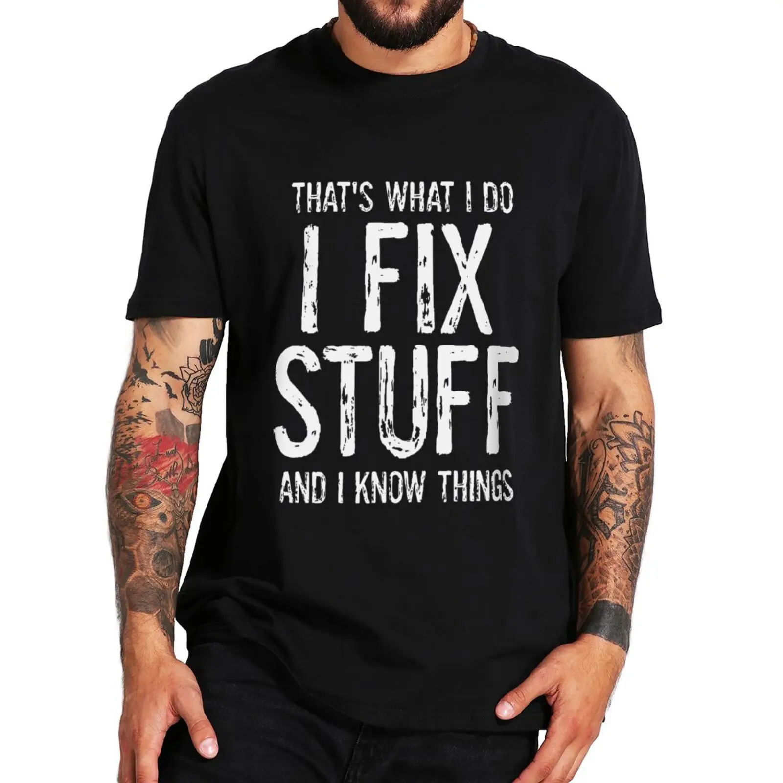 Camiseta deyman, camiseta de papá, arreglo cosas y sé cosas, camiseta divertida de 100% algodón para papá, novio, marido, regalo de cumpleaños de alta calidad