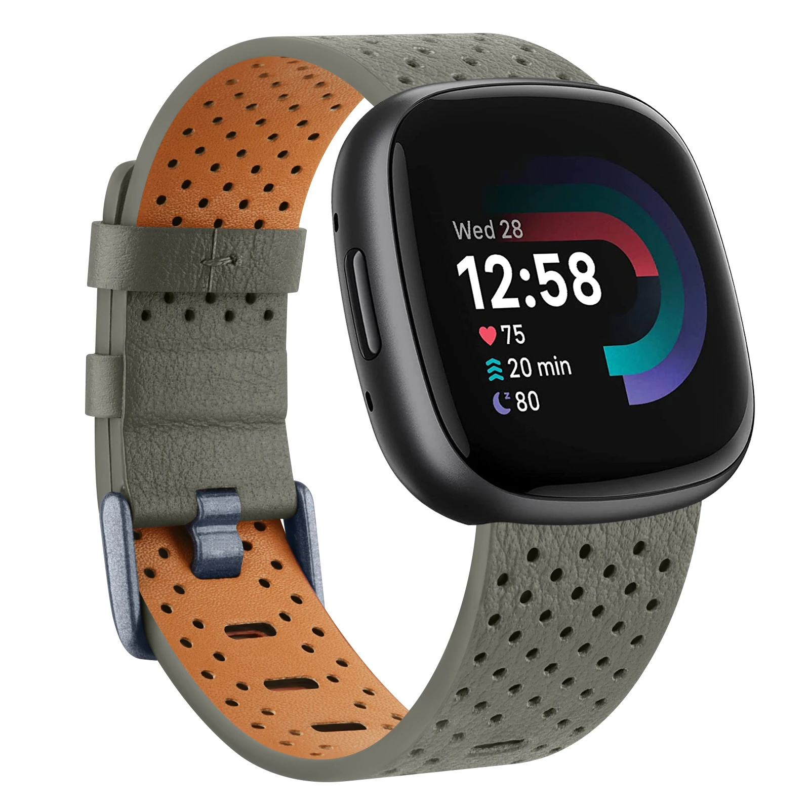 Tobfit 100 % Lederarmband für Fitbit Versa 3/Versa 4 Band Armband Armband für Fitbit Versa 3/Versa 4/Sense/Sense 2 Armband 5