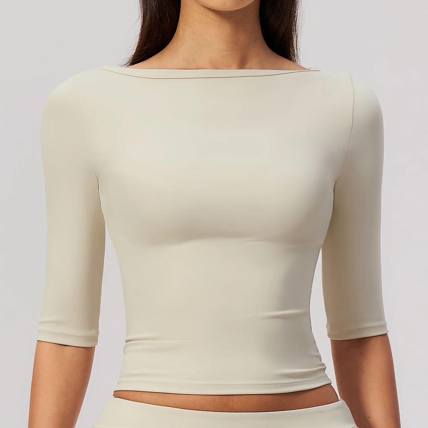 Sports Three Quarter Sleeve Top Women Gym Yoga Top Workout Clothes Sports T Shirt Fitness Activewear Running Tight Tops