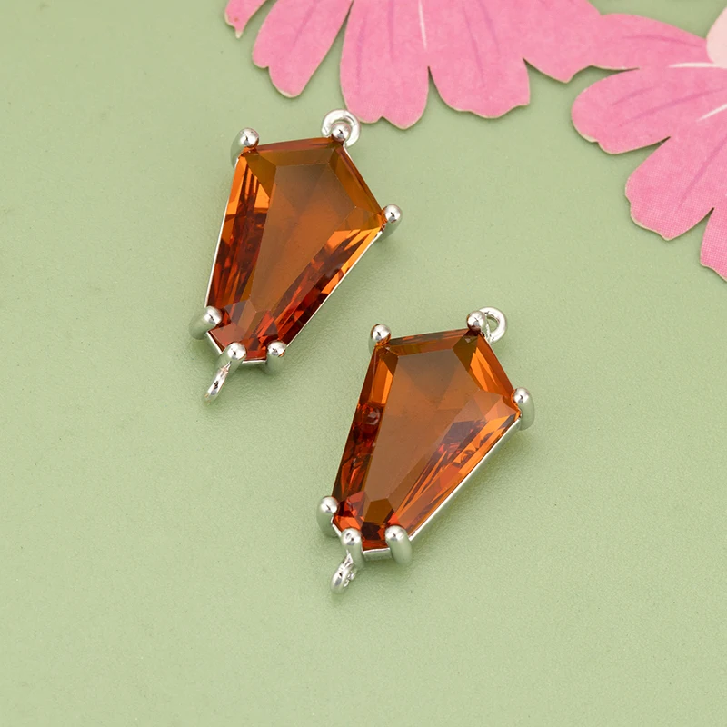 assoonas, 4 Stück/Set, MG85, Schmuckzubehör, 18k Gold rhodiniert, Kupfer, Anhänger, Glas, handgefertigt, Schmuckherstellung, DIY-Anhänger – Detail 2