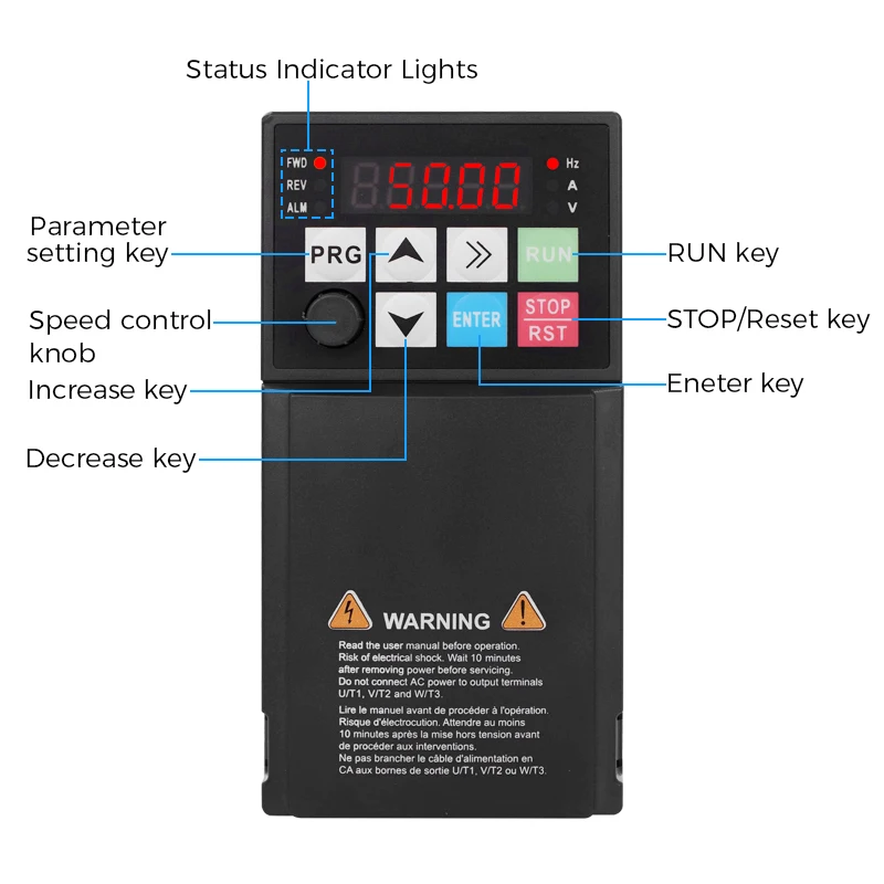 VFD High Performance Inverter 220V 380V 0.4KW 0.75KW 1.5KW 2.2KW Water Pump Motor Speed Control Adjustable Frequency Controller