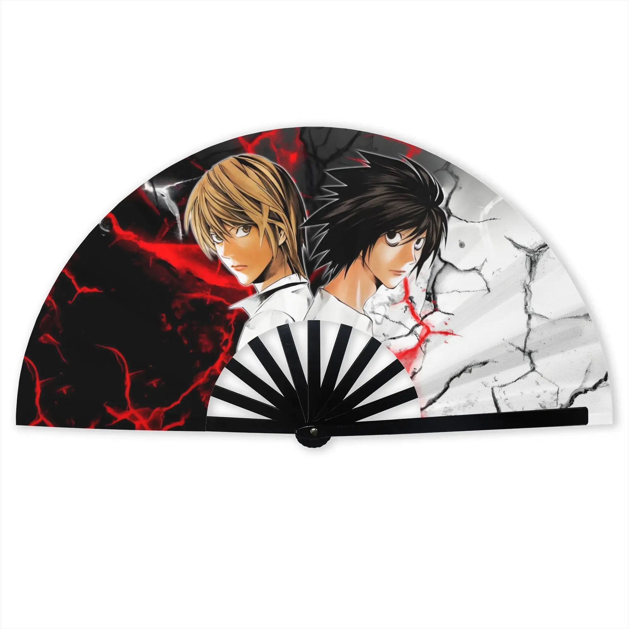 D-Deathes N-Notes Anime Graphic Cartoon Traditional Folding Fan High-Quality Polyester Fans Gift Exquisite Decorative Hand Fan