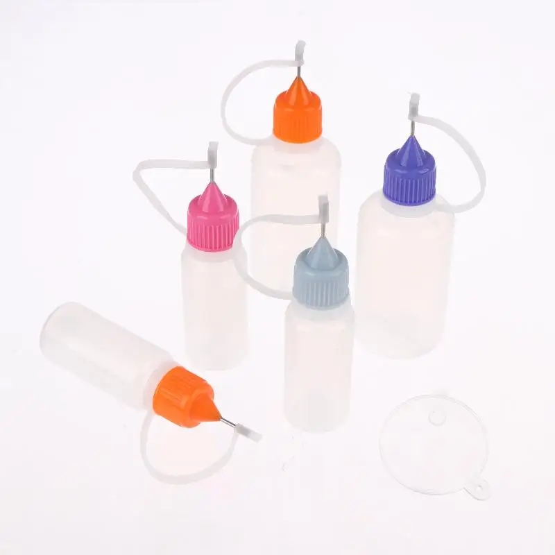 1 Set durchsichtige Plastikflaschen mit Nadelspitze und auslaufsicheren Deckeln in verschiedenen Größen, perfekt für die Aufbewahrung von Bastelkleber – Detail 10