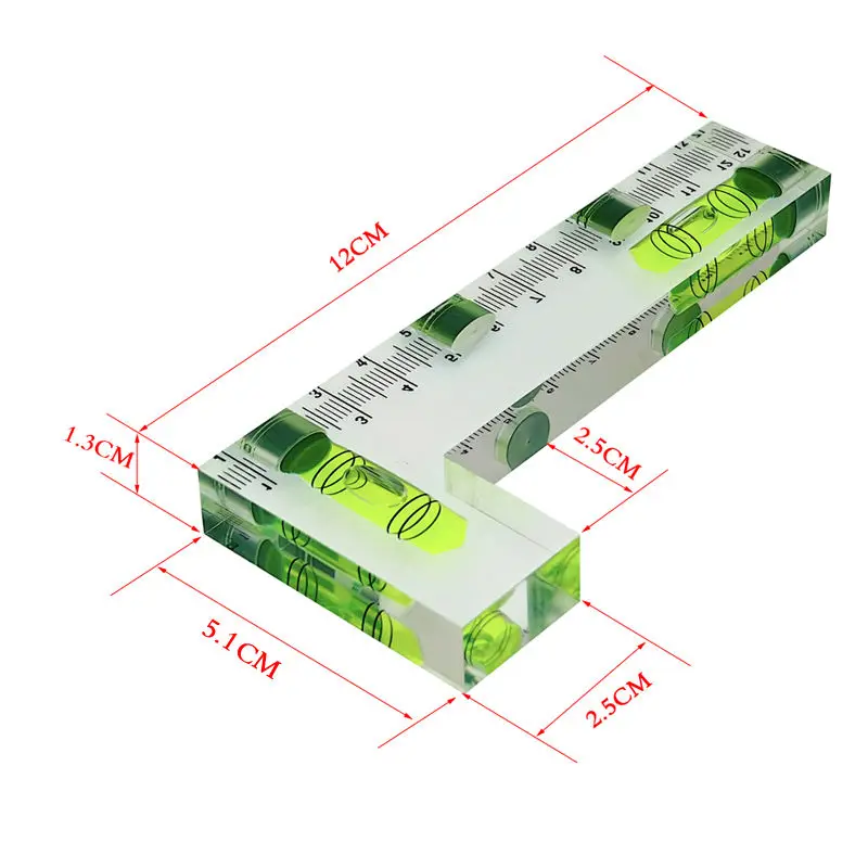 Przezroczysta poziomica bąbelkowa linijka w kształcie L silne magnetyczne dwukierunkowe narzędzie poziome 1 szt