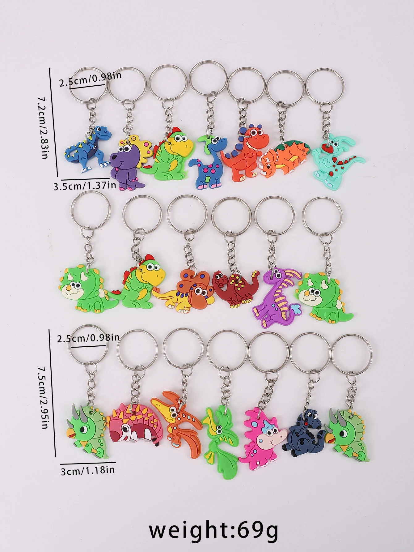 20pcs kartun dinosaurus Unicorn gantungan kunci hewan lucu PVC Gantungan Kunci tas ransel pesona pesta ulang tahun dekorasi hadiah anak laki-laki perempuan