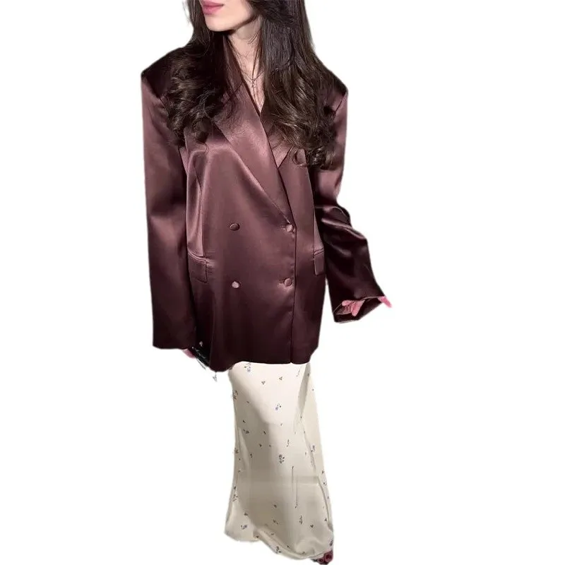 Herfst Pure Kleur Veelzijdig Damespak En Rok Set Lange Sve V-Ne Europese Sle Faionable Tweedelig Ensemble