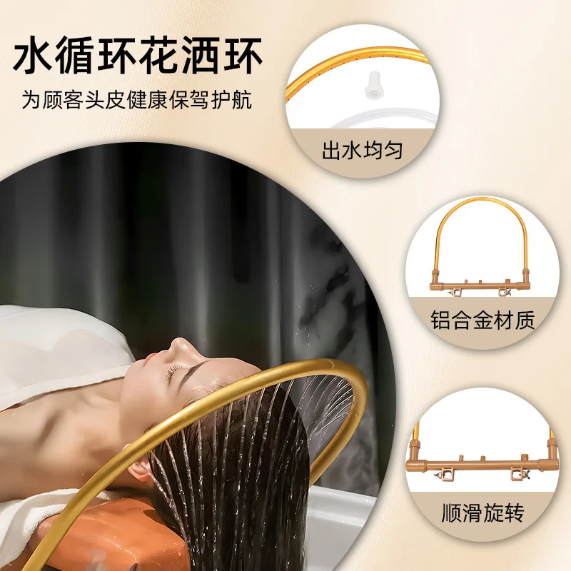 Thermostatically Controlled Water Circulation System for Scalp Therapy Steam-Infused Hair Washing Machine with Treatment Bed
