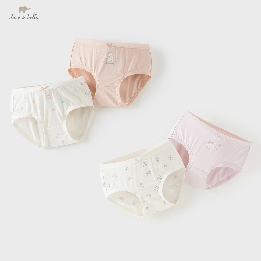 Dave Bella Children Panties Baby Girls Sweet Print Underpants Two Piece Set Cotton Casual Soft 24M-13Y Kids Clothes DK4243742-B