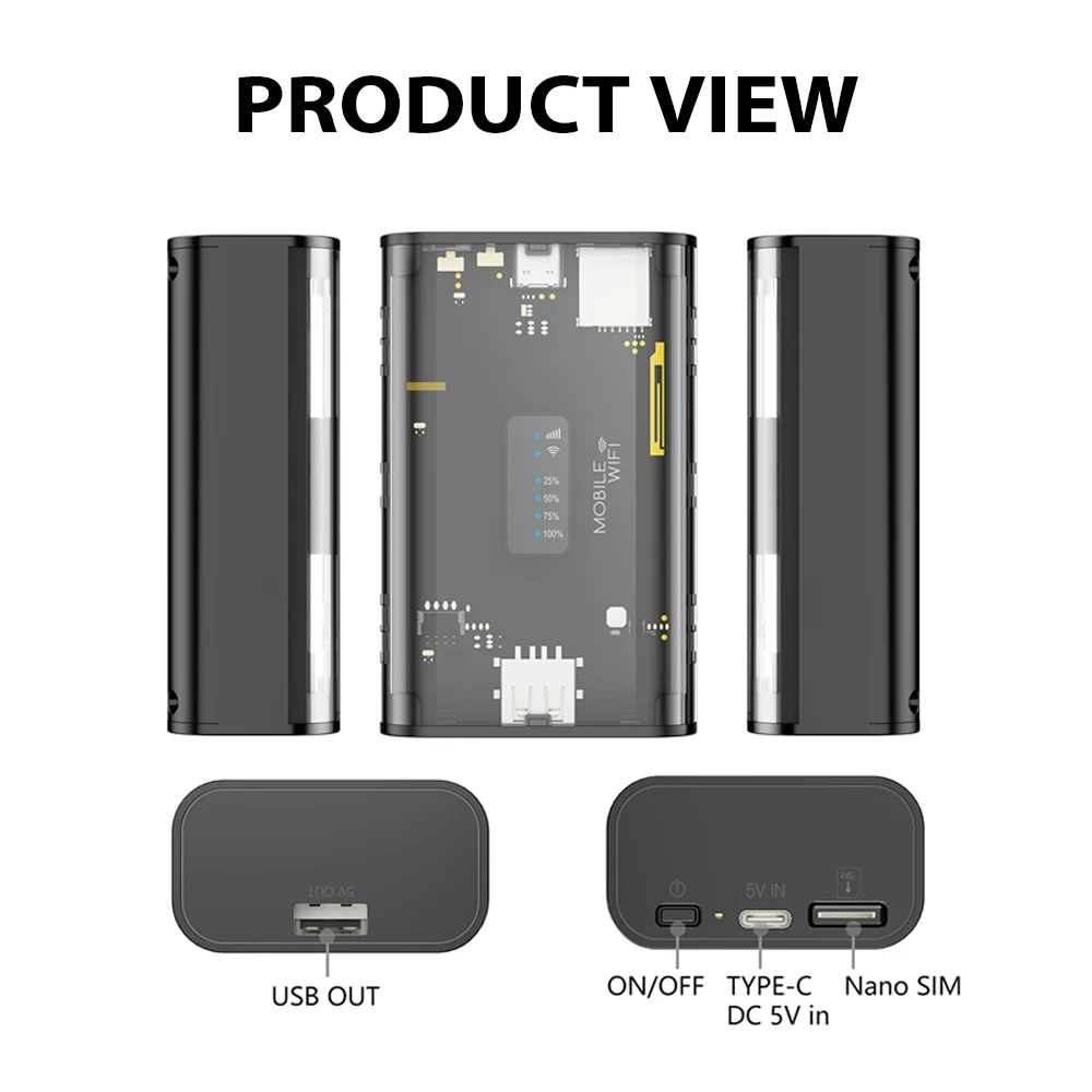 TIANJIE MF305 4G MiFi Router 5000mAh Long-Lasting Battery 150Mbps High-Speed Internet Portable WiFi Hotspot with Mesh for Travel