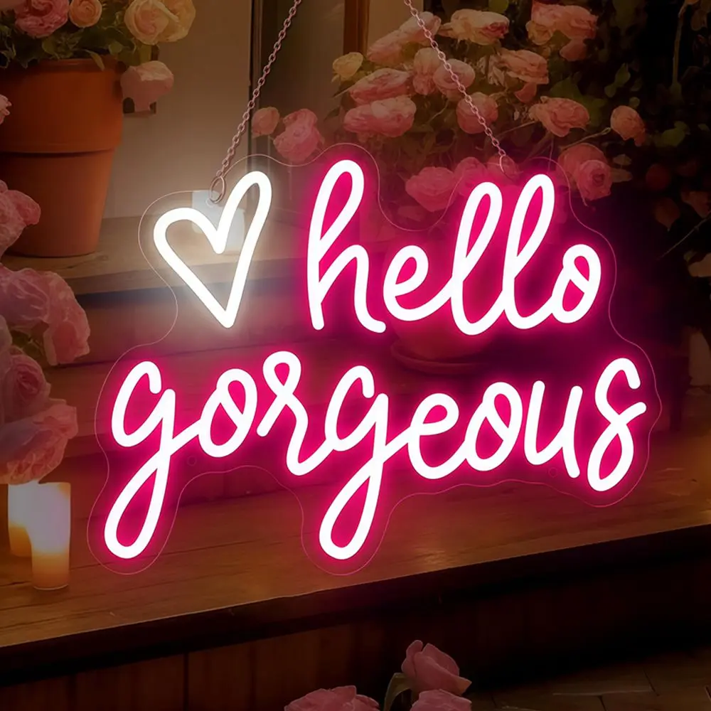 

Великолепная светодиодная неоновая вывеска Hello с питанием от USB и регулируемым переключателем для спальни, КТВ, подарок на день рождения, домашний художественный декор стен
