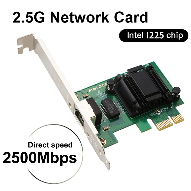 2.5G Intel i225 PCIE To RJ45 Network Card 100/1000/2500Mbps RJ45 Interface LAN Etherent Gigabit Adapter For PC/Desktop