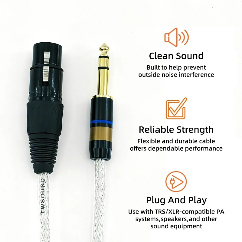 

Golley Lion Braided 1/4" TRS to XLR Female Balanced Cable, Tension & Bending Resistant, for Bars/Conference Rooms/Venues