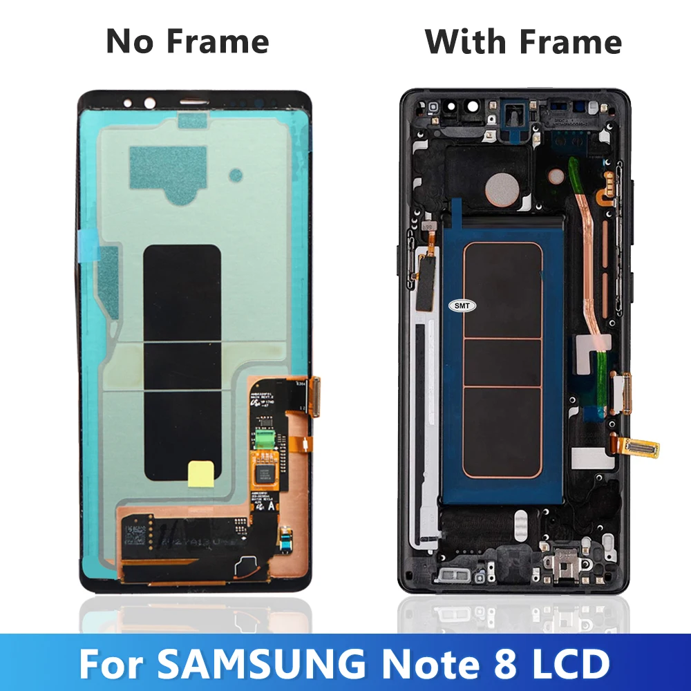 Pantalla LCD Super AMOLED para Samsung Galaxy Note 8 N950 N950F N9500, montaje de digitalizador con pantalla táctil, piezas de repuesto con marco