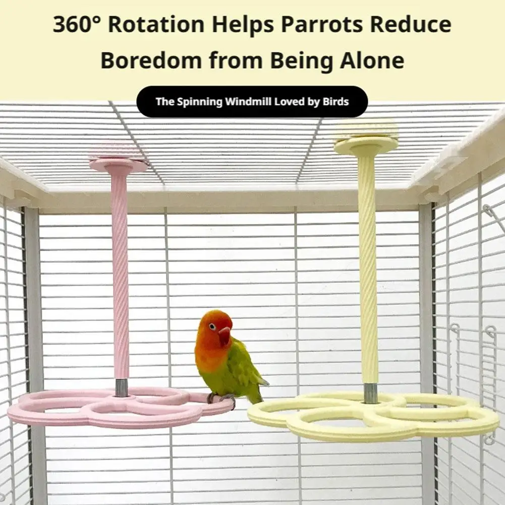 Parrot Rotating Windmill Toy Interactive Bird Cage For Mental Stimulation Entertainment Toy For Parrot Rotating Treat Dispenser
