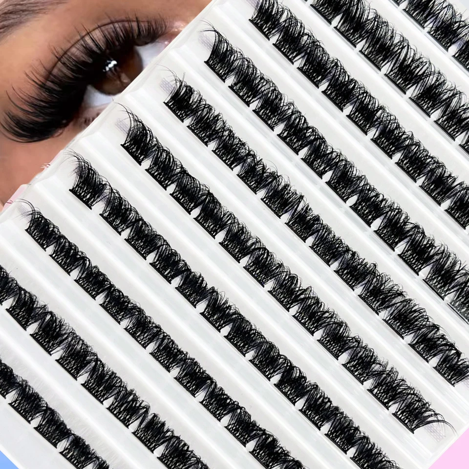 10 Reihen 5D Flauschige Dicke Wimpern-Cluster 8-16mm Mix Wispy Einzelwimpern-Extensions DIY Make-up Künstliche Wimpern