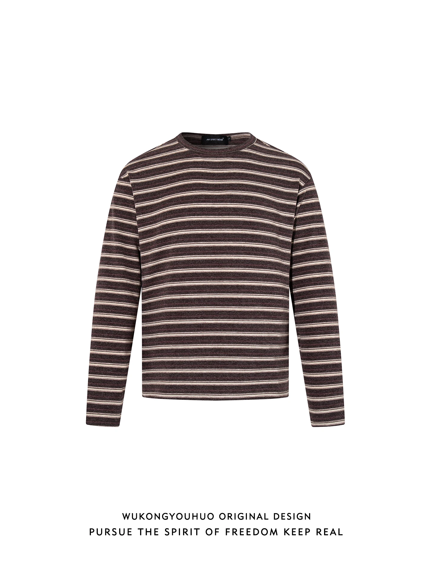 

Trendy Retro American Striped Long Sve T-irt ex Spring Loose ort Sle Youthful Polyester Blend Cool Feeling