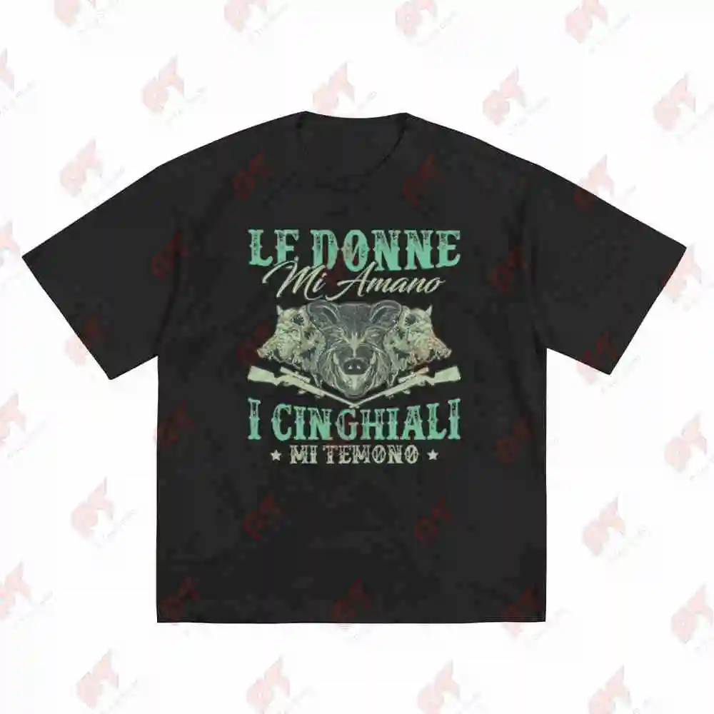 Italian Phrases Wild Boar Hunting Short Sleeve Tee 100% Cotton T-Shirt