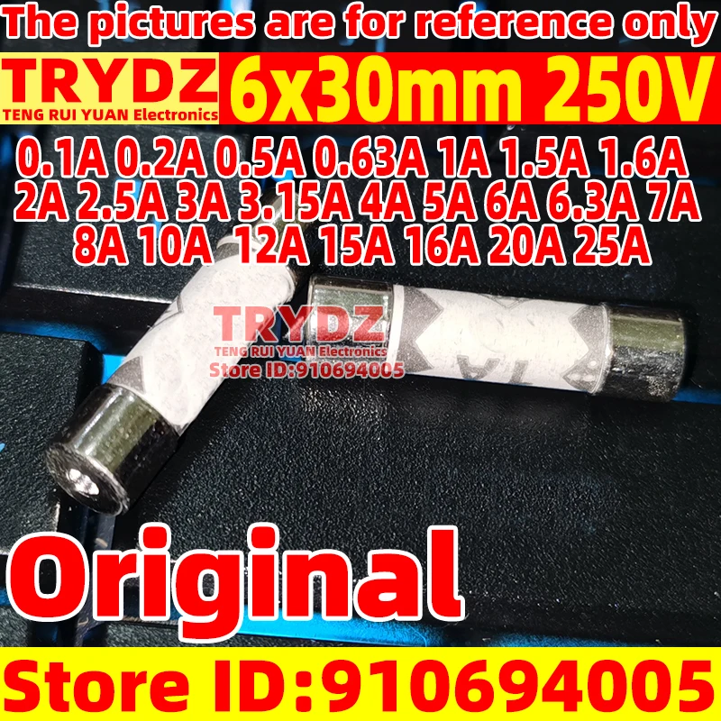 10pcs 6x30mm 250V F quick break glass fuse tube ceramics 0.1A 0.2A 0.5A 1A 1.5A 2A 2.5A 6A 7A 8A 10A 12A 15A 20A 30A