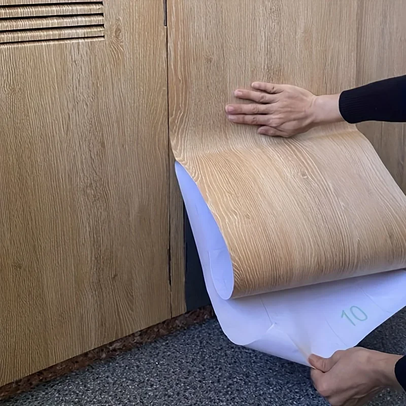 40cm Width Vinyl Waterproof Wood Grain Self-Adhesive Wallpaper for Furniture Refurbishment Removable Stickers for Home Decor