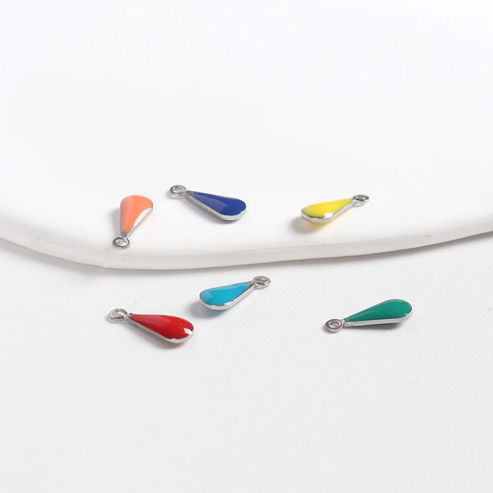20PCS Stainless Steel Oil Drip Mix Color Water Drip Shape Charms Pendant for DIY Necklace Bracelet Jewelry Making