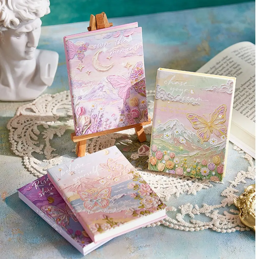 New Mini Pocket Size Mini Pocket Notebook INS Style Portable Student Diary Oil Painting Cover Memo Notepad Student Note Taking