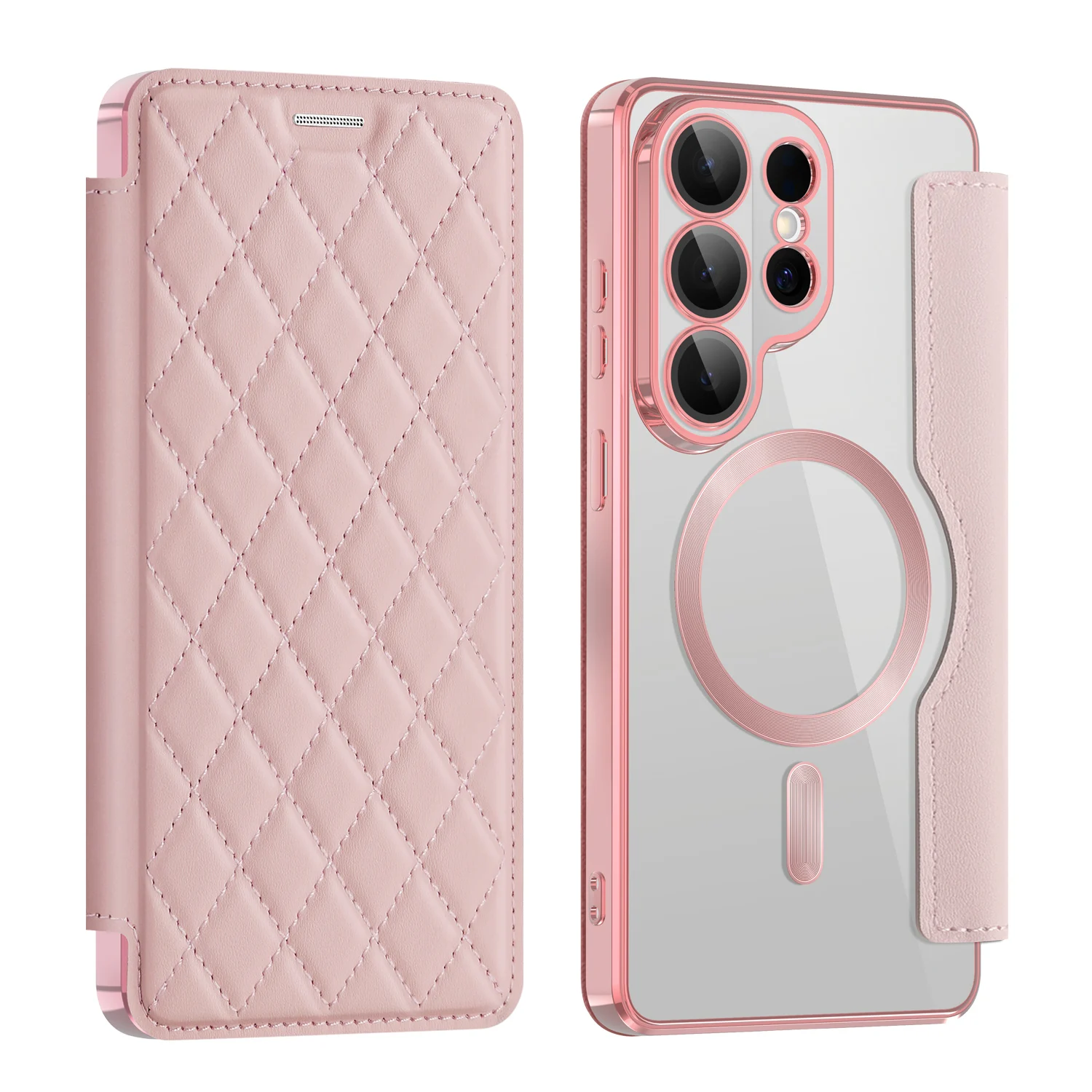 

Кожаный чехол для телефона Samsung Galaxy S26 Ultra S26 Plus S25 S24, совместимый с магнитной беспроводной зарядкой, флип-чехол с отделениями для карт