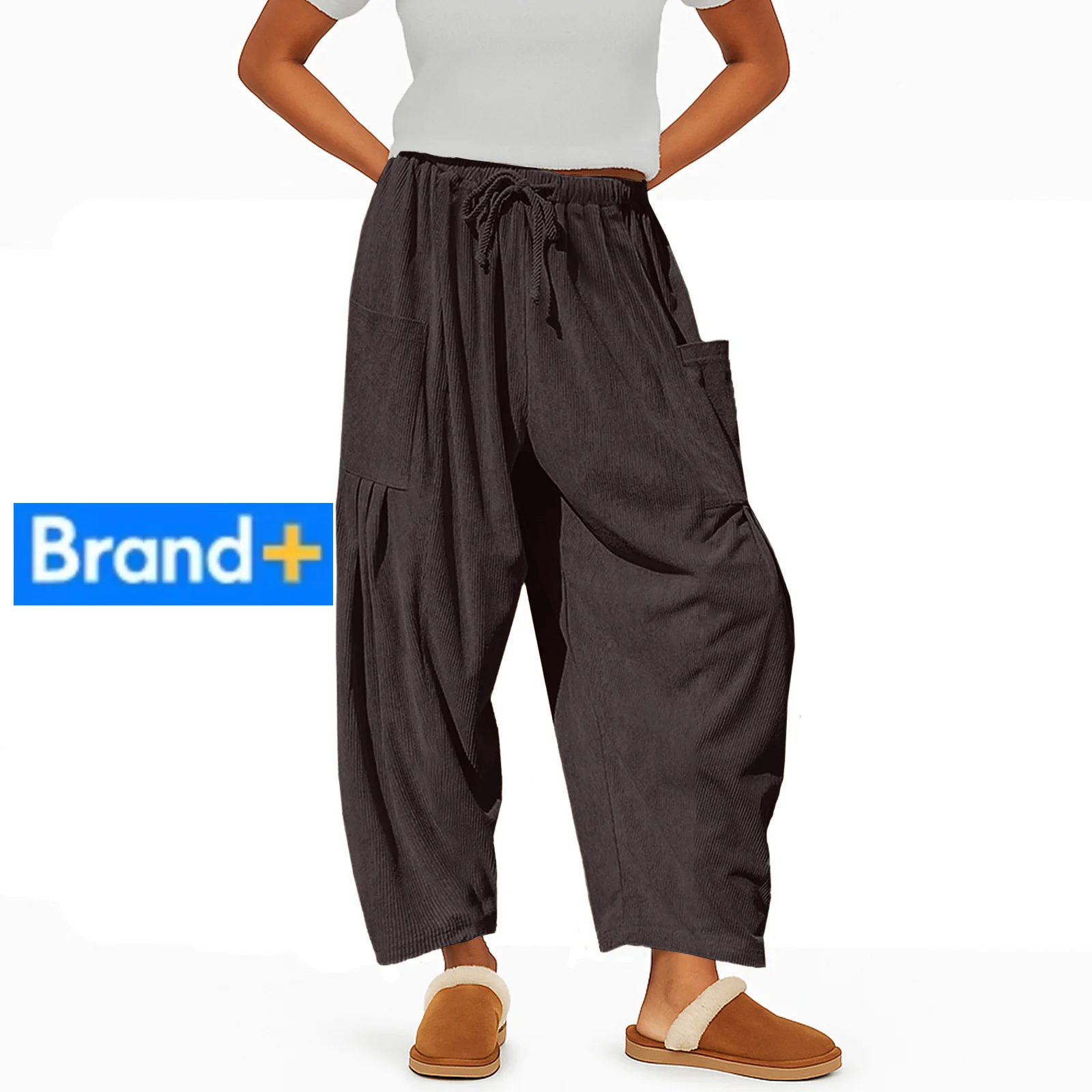 سروال قصير مريح للنساء - بنطلون بالازو فضفاض مع رباط قابل للتعديل، سروال صالة مثالي مع #2