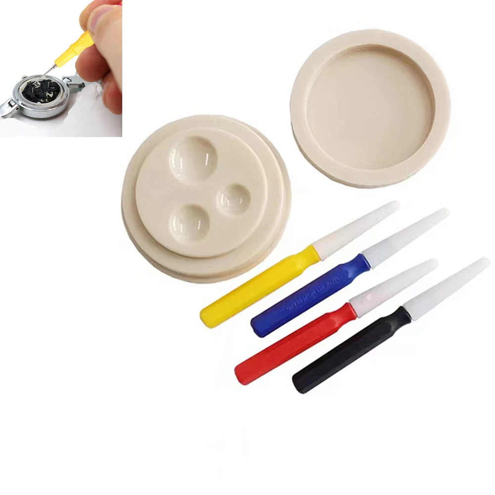 Watch Oiler Set 1 Oil Cup 4 Oil Pen Pins Watch Oil Applying Lubricants Tool Watch Repair Maintenance Tools Kit