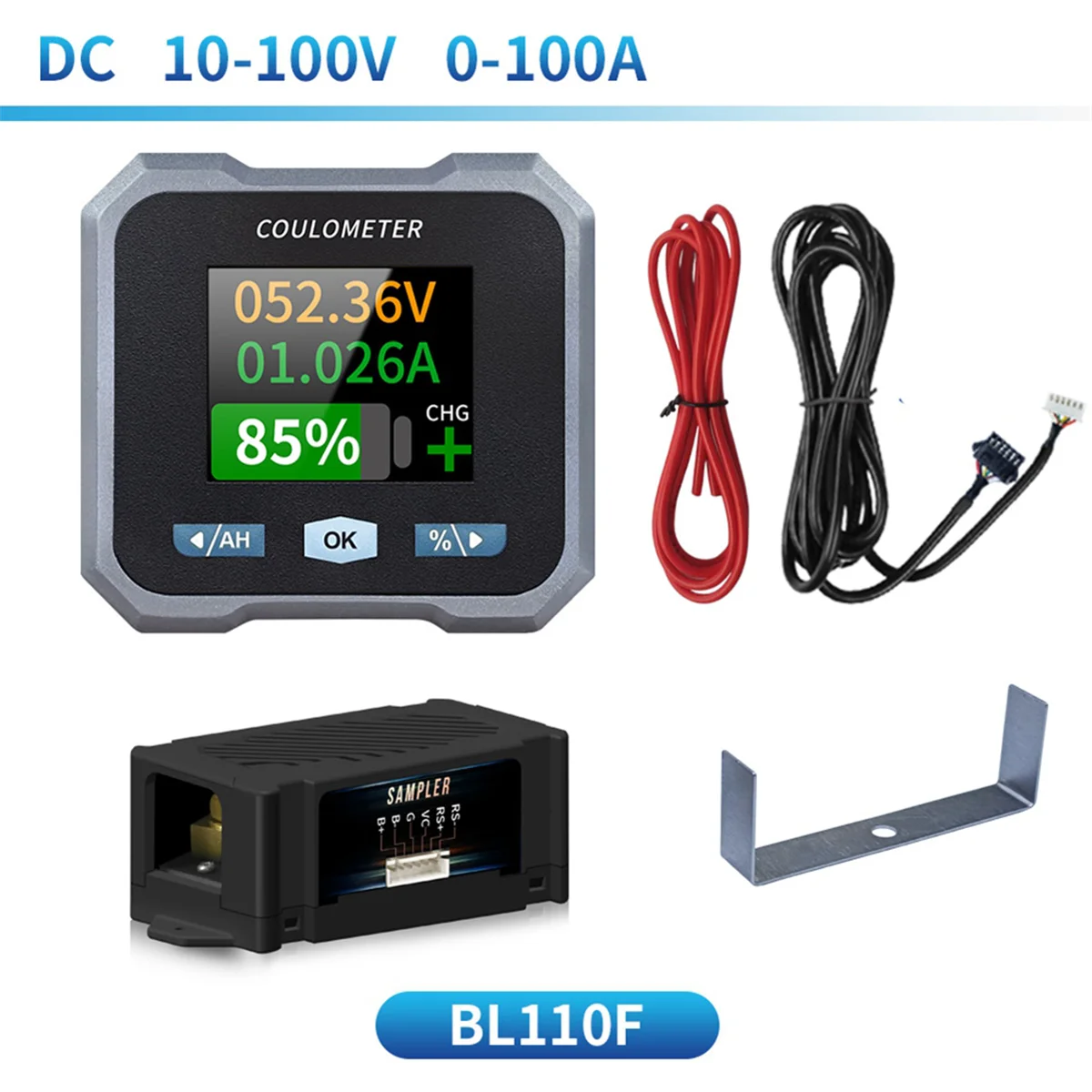 Offre spéciale BL110F coulomètre compteur de batterie DC10-100V 0-100A compteur de batterie étanche et voltmètre pour quadricycle électrique,A