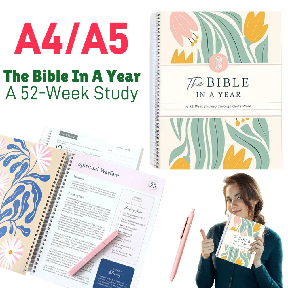 

The Bible in A Year: A 52-Week Study Through Gods Word - Spiral Bible Study Guide 52-Week Womens Bible Study Plan