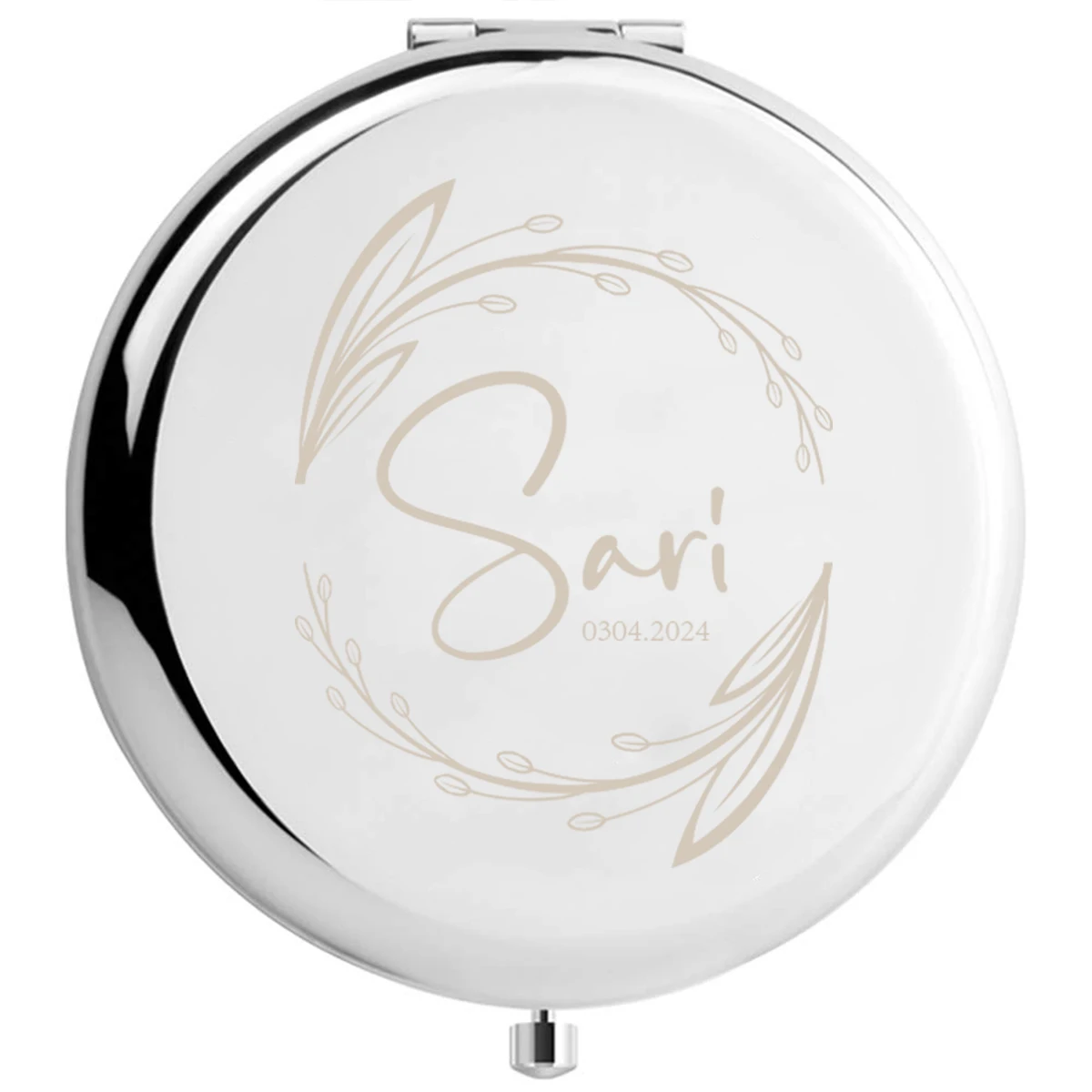 1pc Cartoon Custom Name and date flower circle Round Circle Mirror Folding Mirror Makeup Mirror Birthday Gift