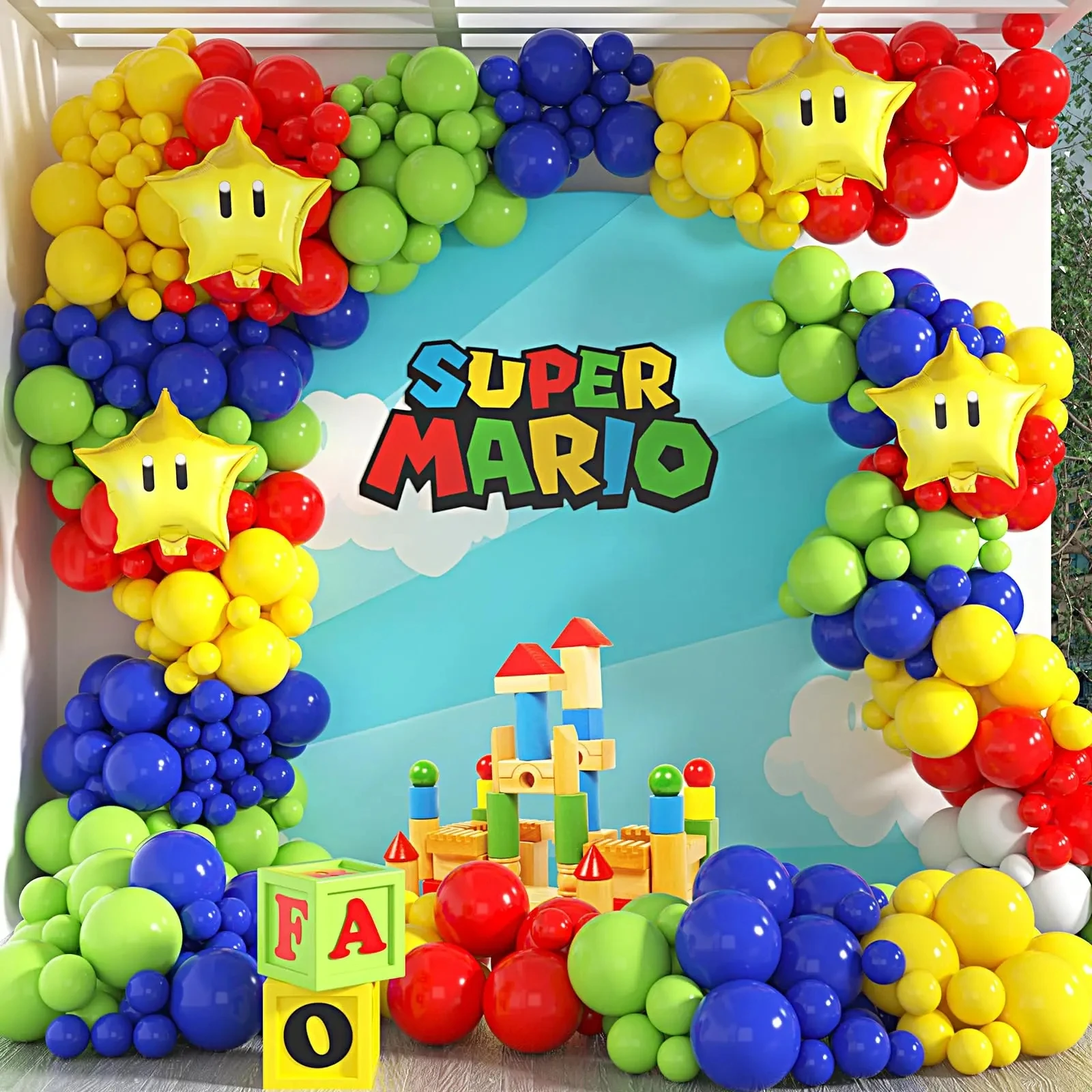 1set Super Brothers Mario Theme Balloon Garland Arch Kit Set Red Blue Green Latex Ball Children Birthday Party Baby Shower Decor