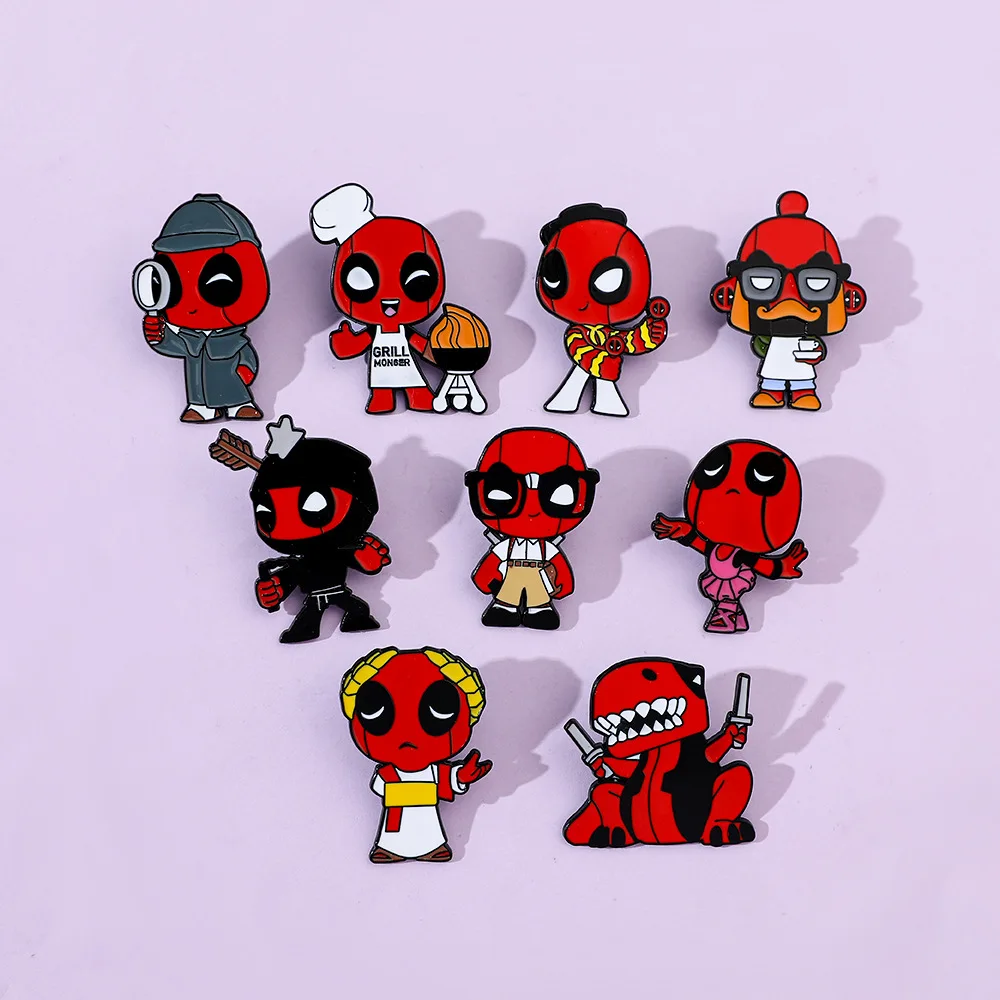 Disney Anime Cartoon Brooch Creative Cute Deadpool Trend Dressing Enamel Pin Metal Badge Jewelry Clothing Backpack Accessories