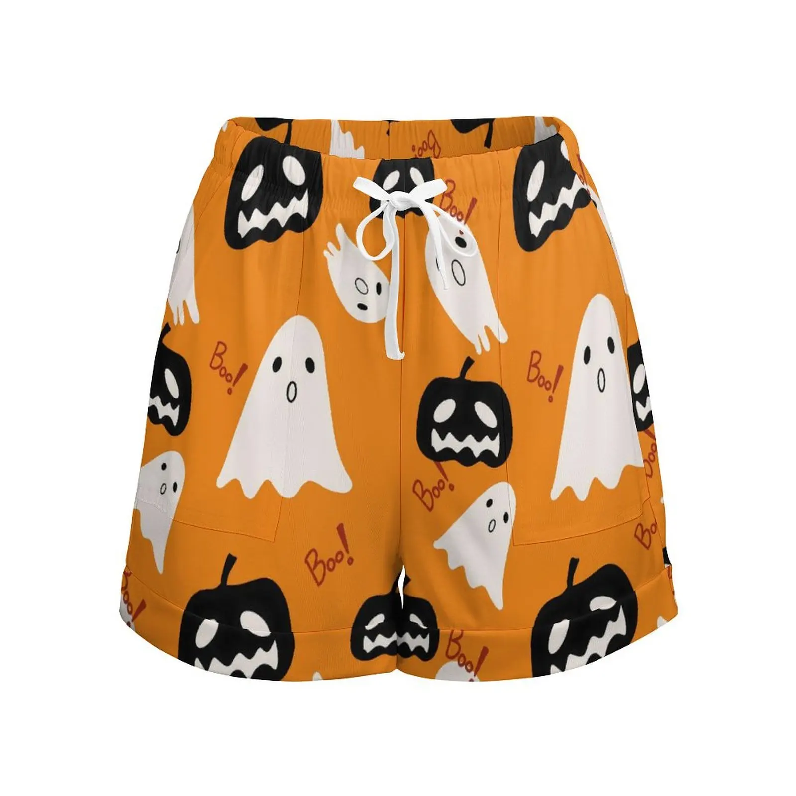 Happy Haunts Shorts Elastic High Waist Sport Shorts Womens Casual Oversized Short Pants Summer Graphic Bottoms