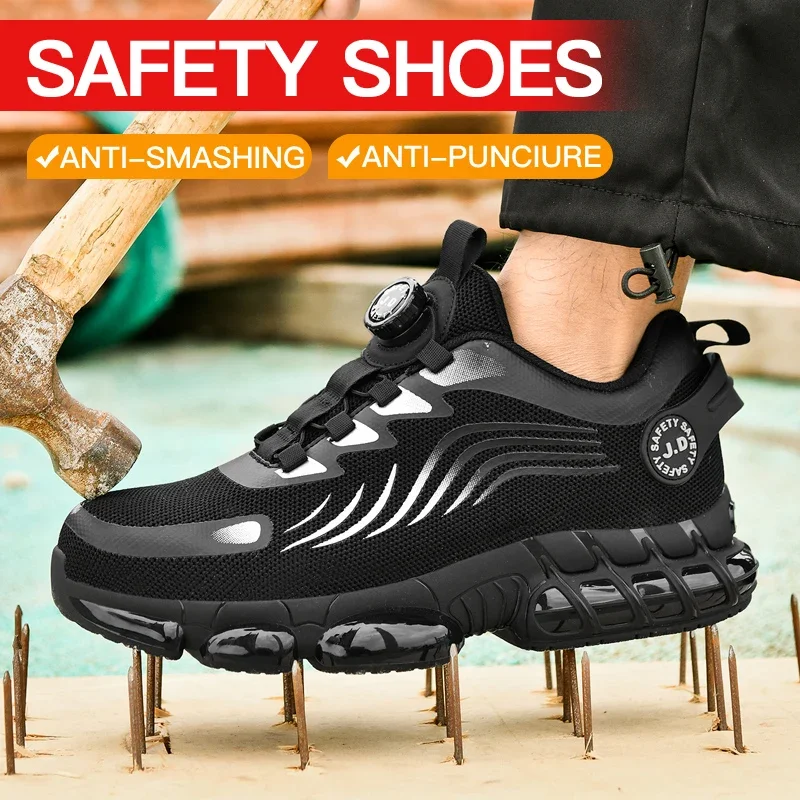

Men's Rotating Button Safety Shoes Men Anti-smash Anti-puncture Work Shoes Fashion Men Sport Shoes Security Protective Boots
